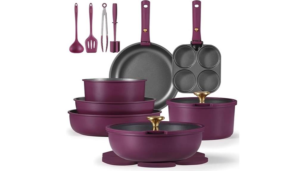 21 piece detachable handle cookware