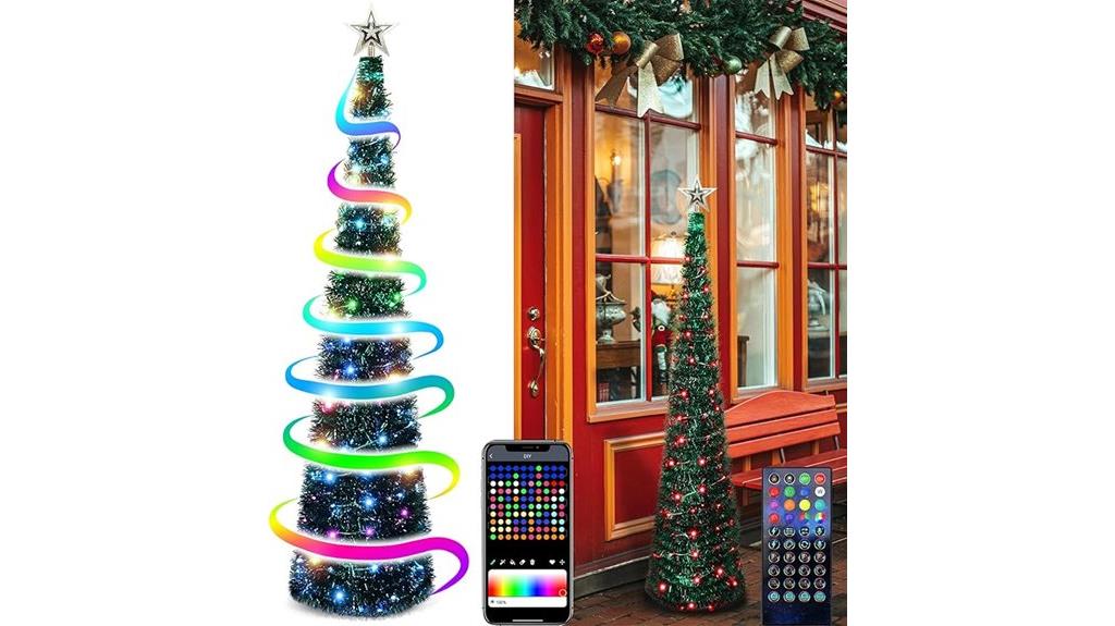 colorful pop up tinsel tree