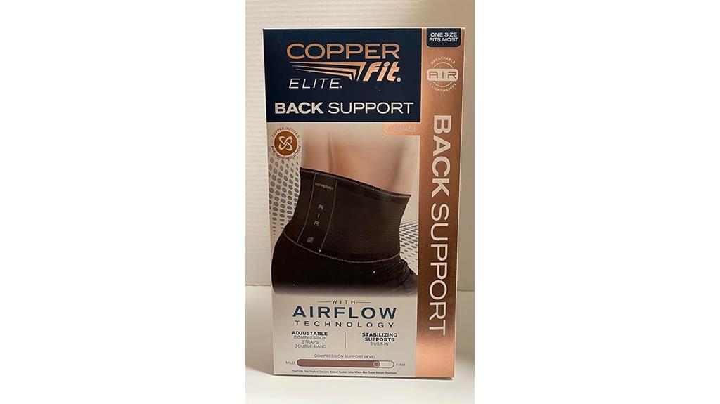 copper infused back support brace