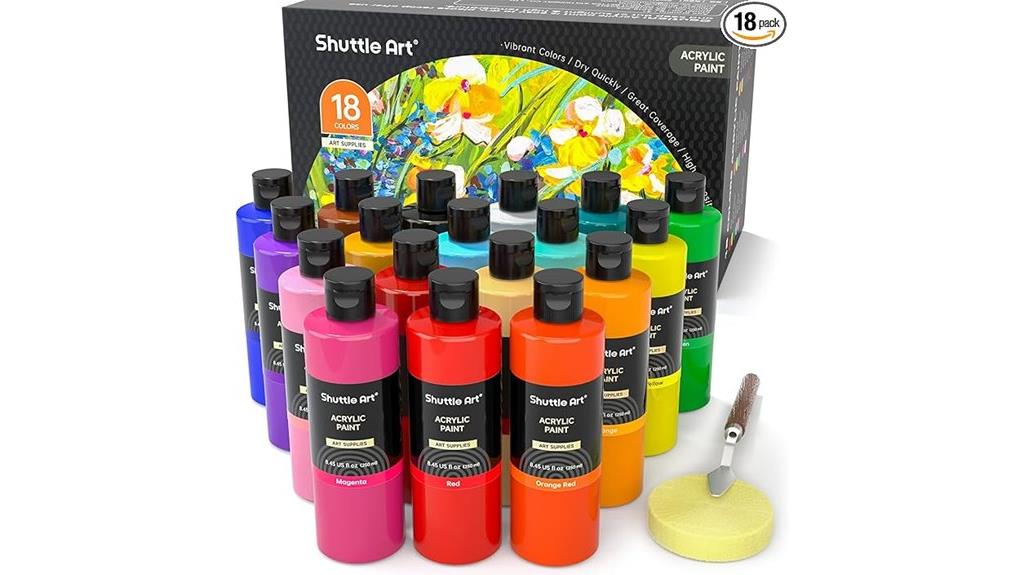 eighteen color acrylic paint set