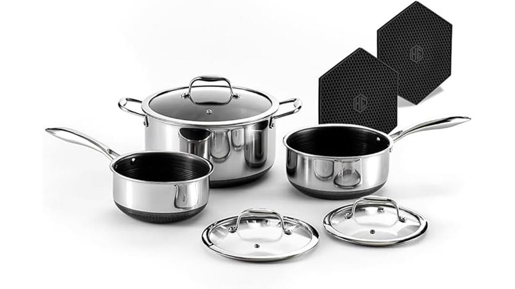 hexclad 6 piece nonstick pot set