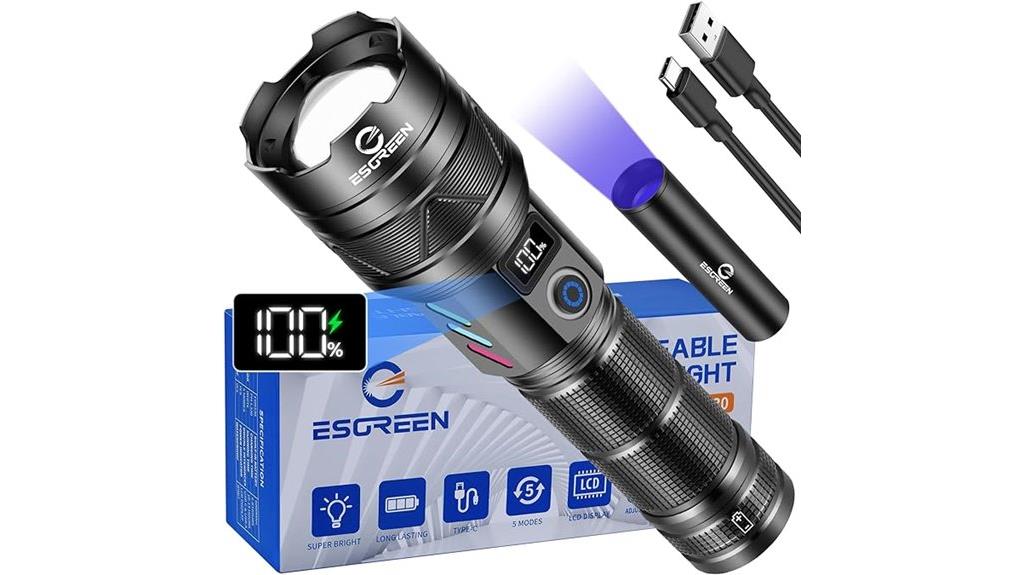 high brightness usb c flashlight