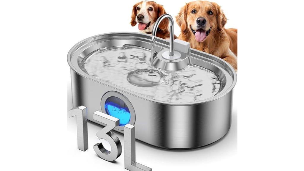 large stainless steel pet fountain