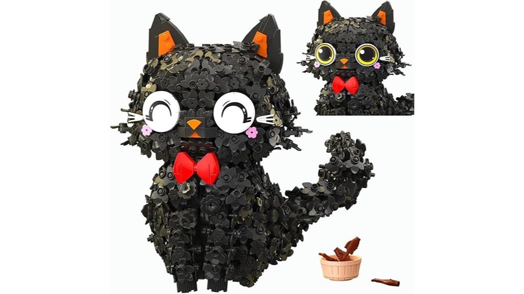 mini black cat brick set