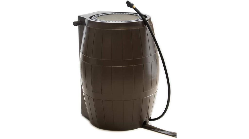 outdoor 50 gallon brown rain barrel