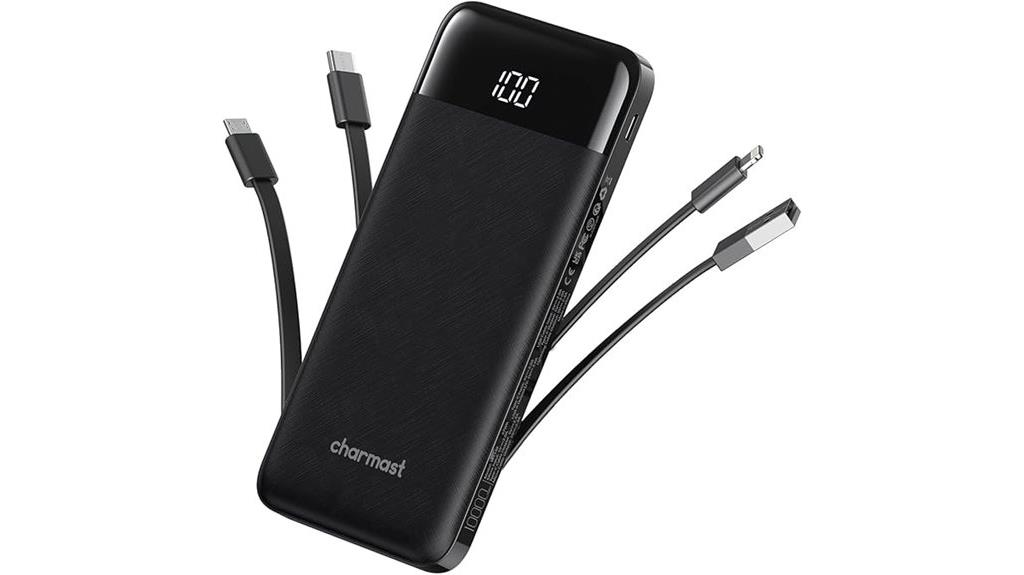 portable charger with built in cables
