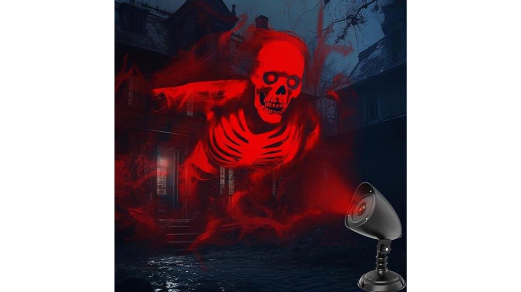 red skull halloween projection