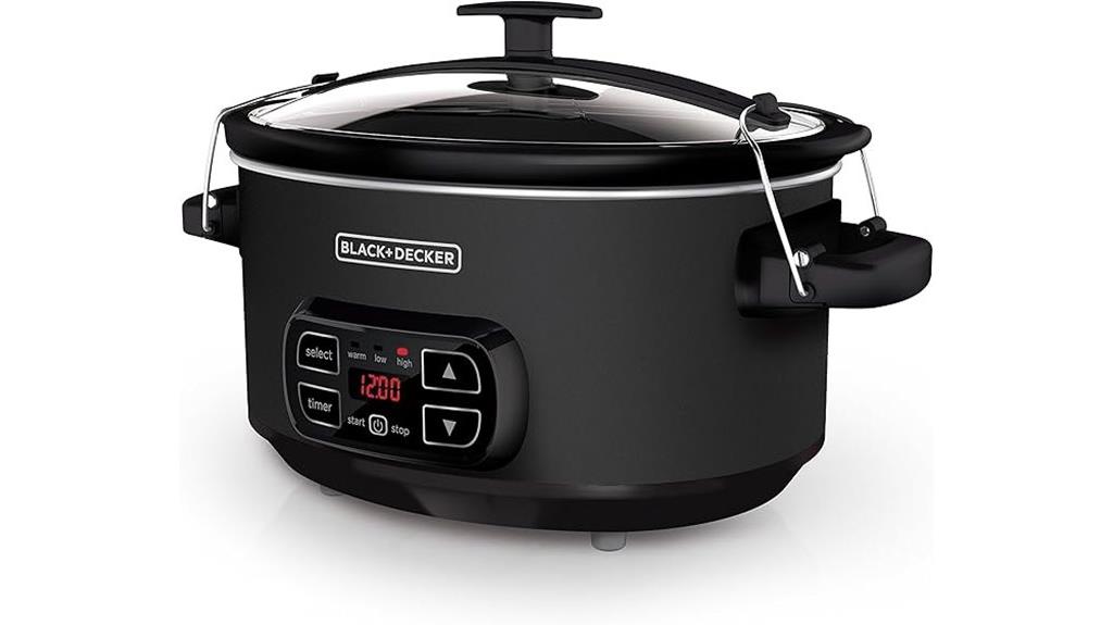 seven quart black slow cooker