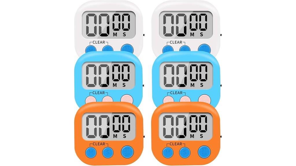 six magnetic digital timers