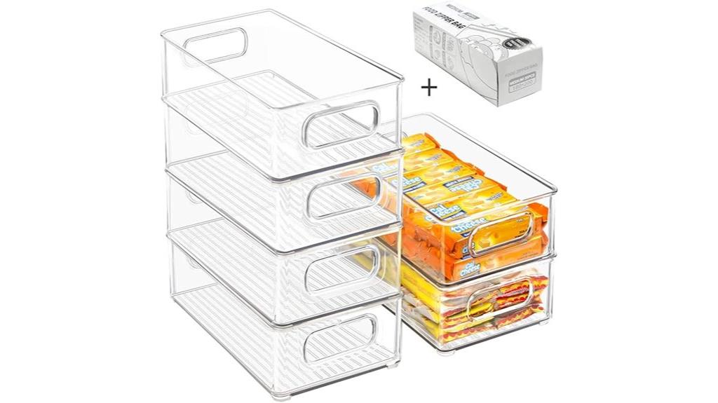 six stackable fridge bins