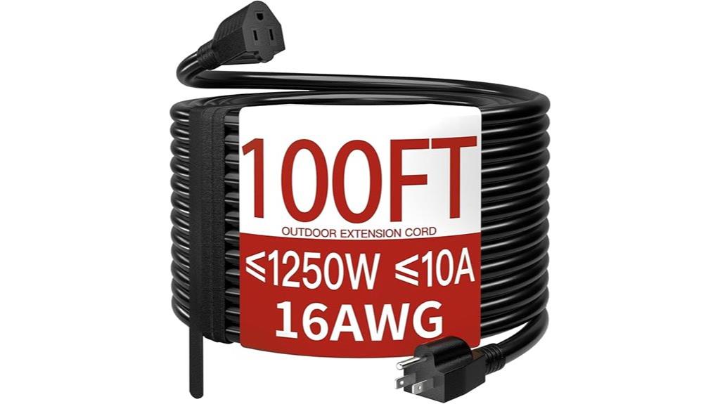waterproof 125v 100ft cord