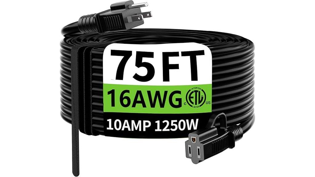 waterproof 75 ft extension cord