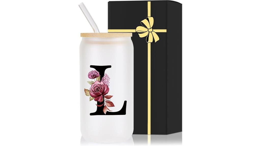 monogrammed glass cup