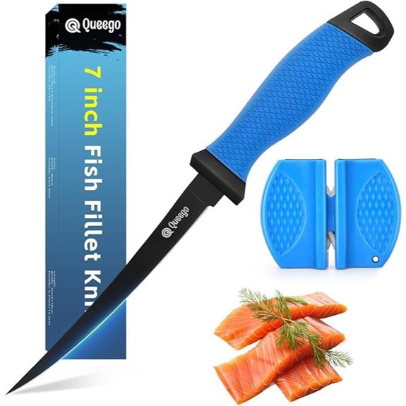 Fish Fillet Knife 7 Inch with Sharp Blade and Sharpener