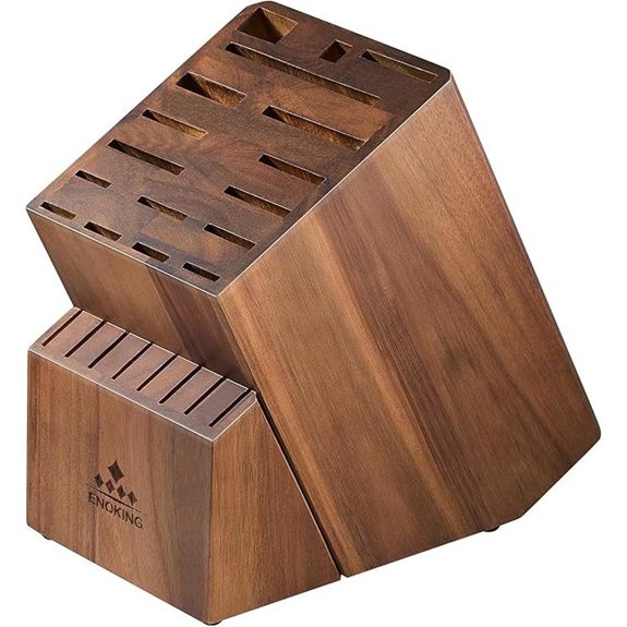 ENOKING 25-Slot Acacia Wood Knife Holder Organizer