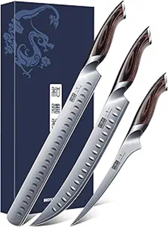HOSHANHO 3PC Carving Knife Set with Pakkawood Handles