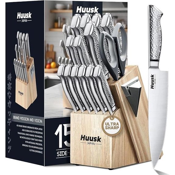Huusk 15-Piece Kitchen Knife Set with Sharpener
