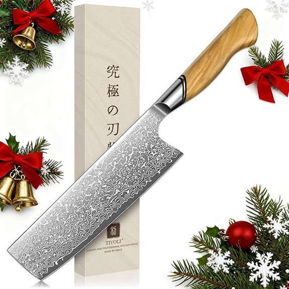 TIVOLI Damascus Nakiri Knife – 6.5 Inch Japanese Chef