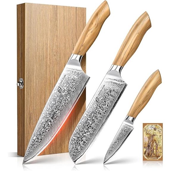 Emojoy Damascus Kitchen Knife Set (3 pcs)