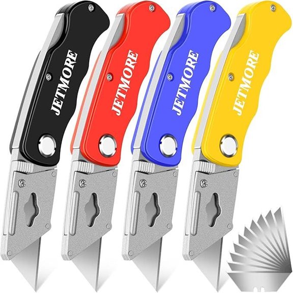 4 Pack Folding Utility Knives with Extra Blades