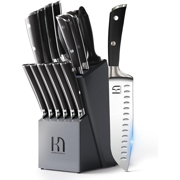 Premium 15-Piece Kitchen Knife Set with Block