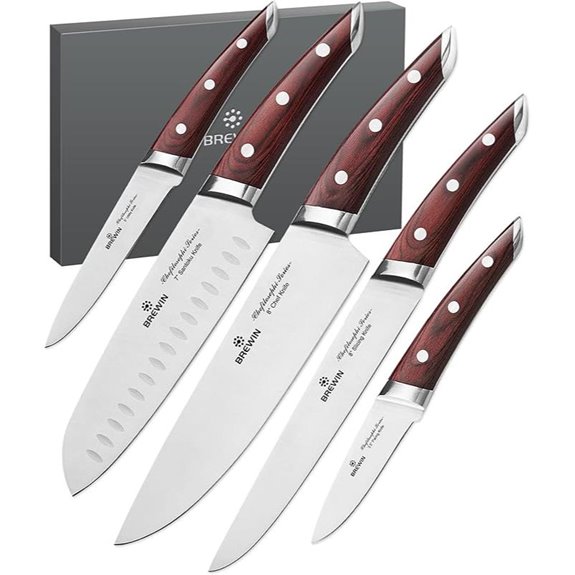 Brewin Japanese Chef Knife Set 5 pcs High Carbon Steel