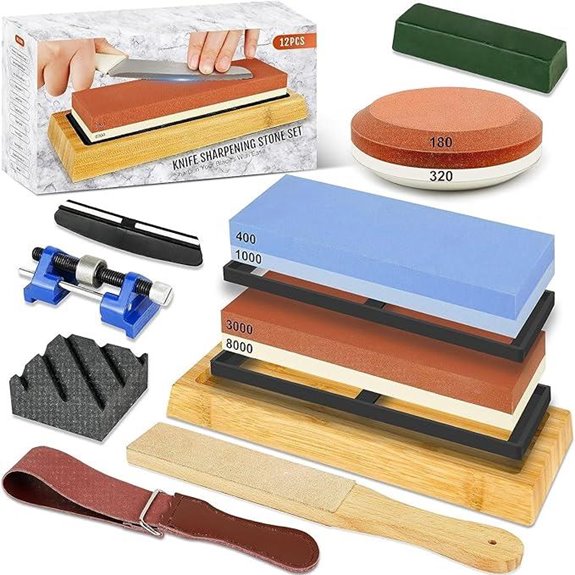 Knife Sharpening Stone Kit with Grits and Accessories