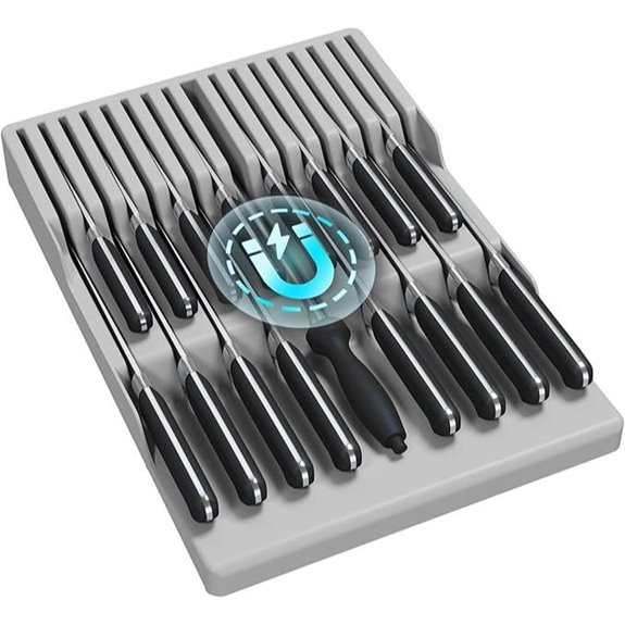 Lifewit Magnetic Knife Drawer Organizer Gray