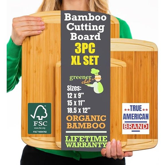 Organic Bamboo Cutting Boards Set of 3