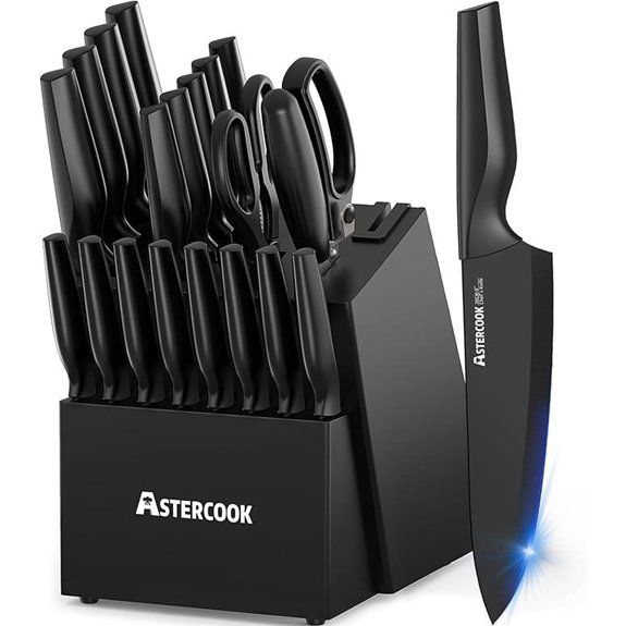 Astercook 21-Piece Kitchen Knife Set with Block