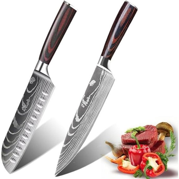 Kitchen Knife Set 2 Pcs Chef & Santoku Knives