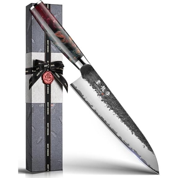 Japanese Chef Knife 8 Inch VG10 Gyuto with Red Handle